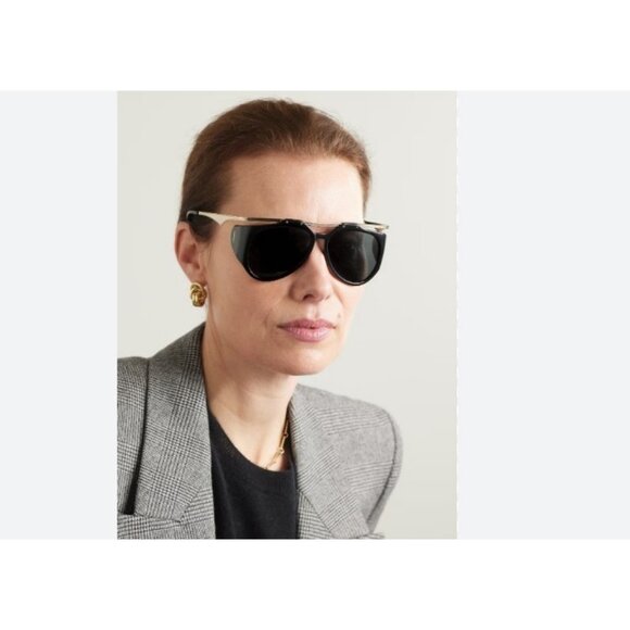SAINT LAURENT Amelia women's sunglasses + case  Black/Gold 55mm SL M137 - Picture 1 of 16